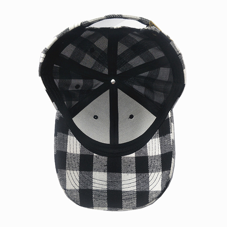 Black Check Baseball Cap Inside